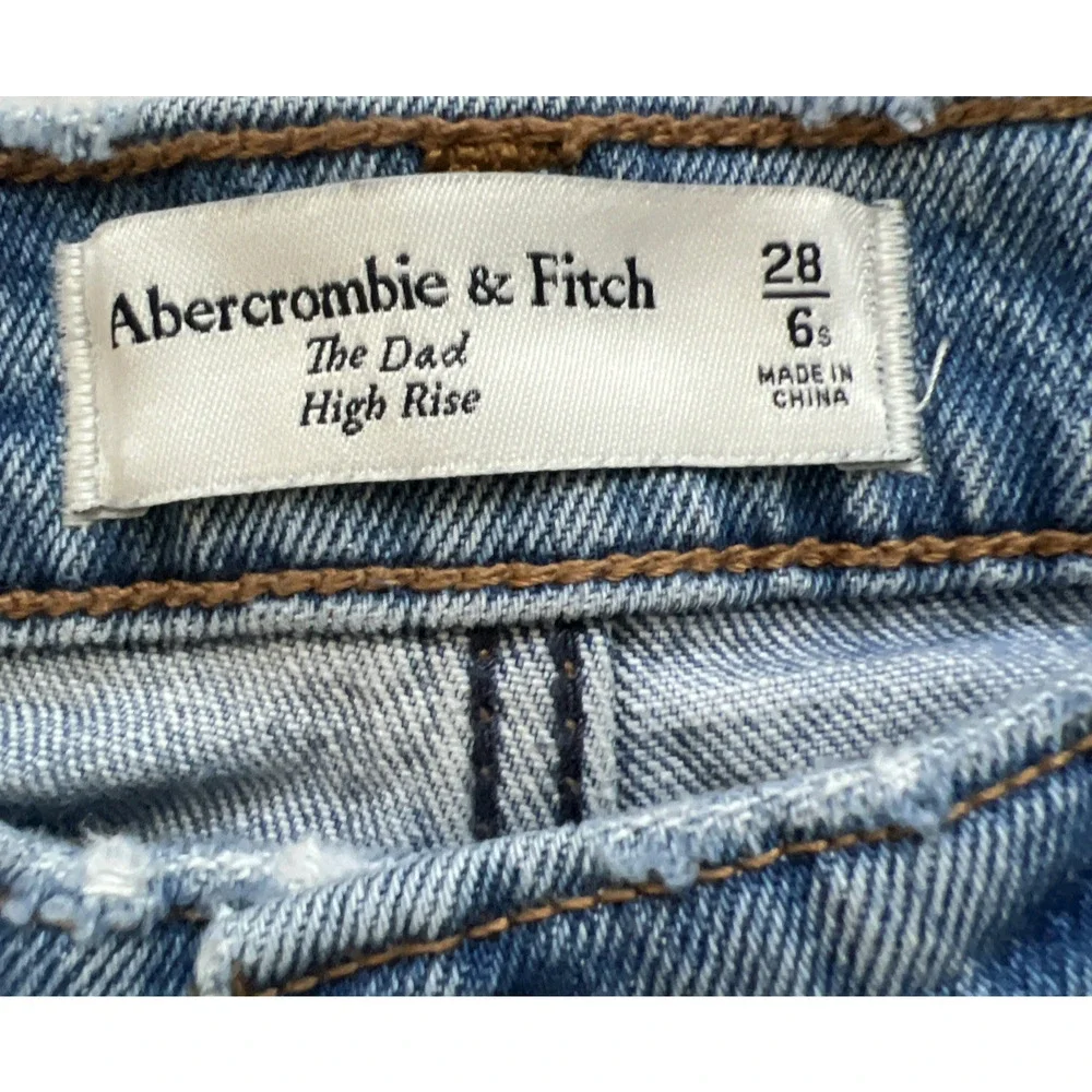 Abercrombie & Fitch The Dad High Rise Jeans Womens 28/6S Distressed Button Fly